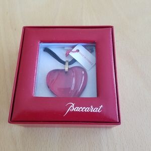 Baccarat red heart pendant on black cord necklace